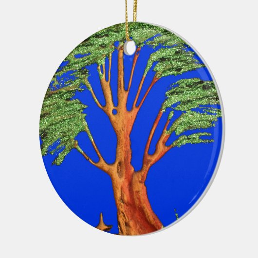 Onder de Blauwe Hemel: Het Acacia Tree Collectie Keramisch Ornament (Links)