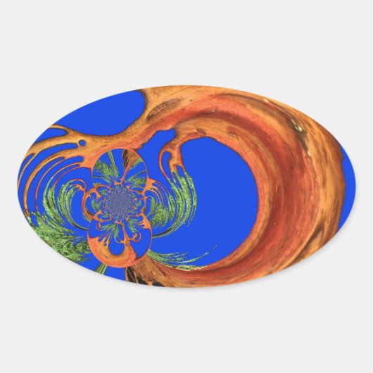 Onder de Blauwe Hemel: Het Acacia Tree Collectie Ovale Sticker (Voorkant)