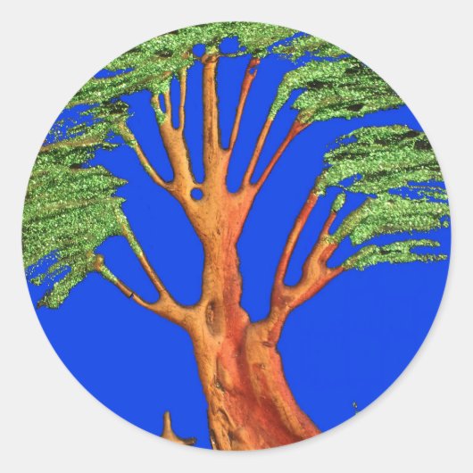 Onder de Blauwe Hemel: Het Acacia Tree Collectie Ronde Sticker (Voorkant)