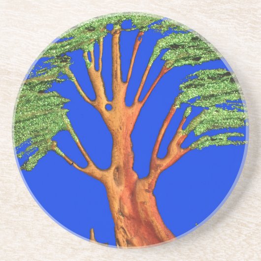 Onder de Blauwe Hemel: Het Acacia Tree Collectie Zandsteen Onderzetter (Voorkant)