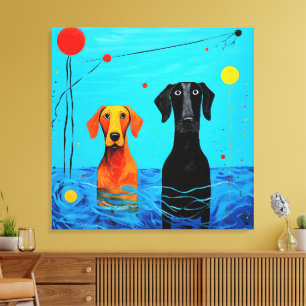 Onder de blauwe horizon - Surrealistische kleurrij Canvas Afdruk
