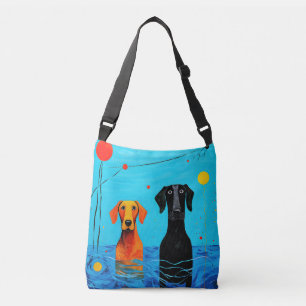 Onder de Blauwe Horizon - Surrealistische Kleurrij Crossbody Tas