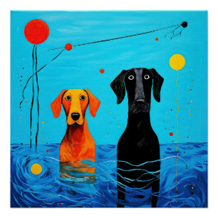 Onder de blauwe horizon - Surrealistische kleurrij Perfect Poster