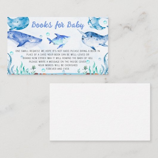 Onder de Boeken van het Baby shower van het Zee vo Visitekaartje (Voorkant / Achterkant)