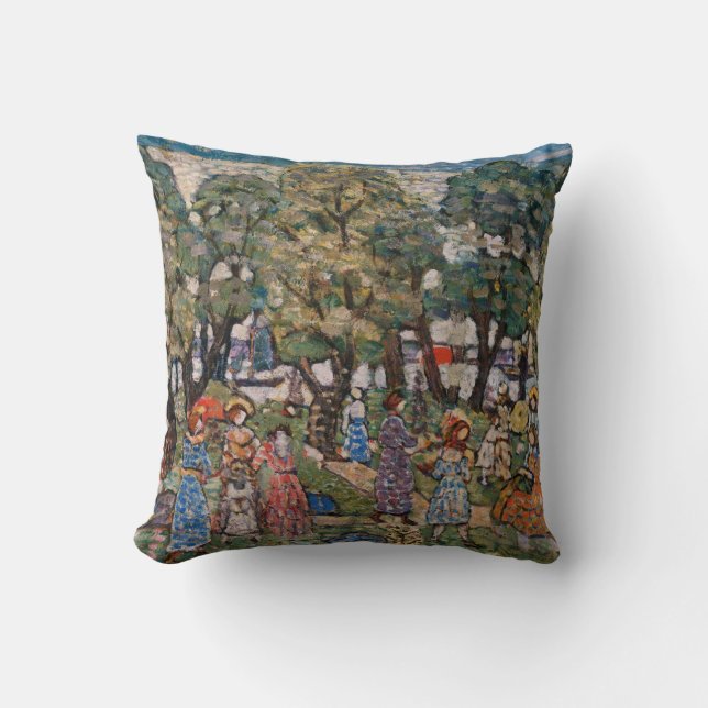 Onder de bomen door Maurice Prendergast, Fijne Kun Kussen (Voorkant)