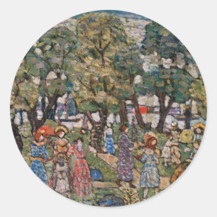Onder de bomen door Maurice Prendergast, Fijne Kun Ronde Sticker