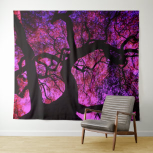 Onder de boom in roze / Paars Wandkleed