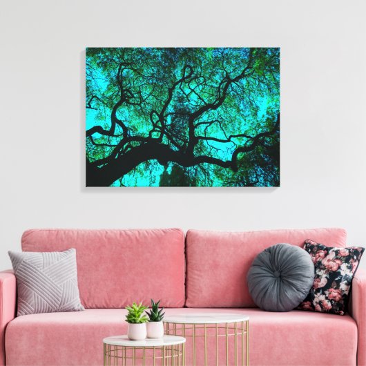 Onder de boom in Turquoise III Canvas Afdruk (Insitu (Woonkamer))
