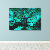 Onder de boom in Turquoise III Canvas Afdruk (Insitu (Houten vloer))