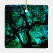 Onder de boom in Turquoise Keramisch Ornament (Achterkant)