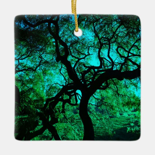 Onder de boom in Turquoise Keramisch Ornament (Voorkant)