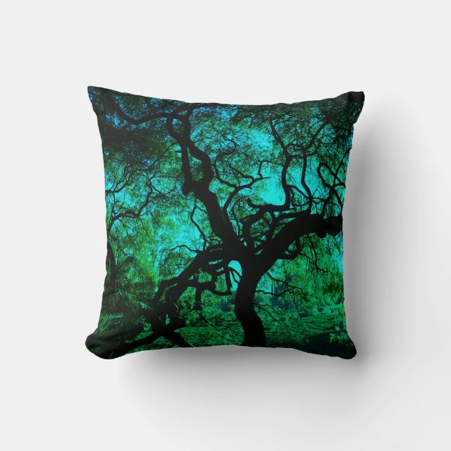 Onder de boom in Turquoise Kussen (Voorkant)