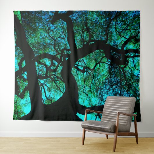 Onder de boom in Turquoise Wandkleed (In Situ (horizontaal))