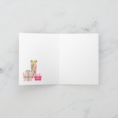 Onder de boom Retro Christmas Kaart -Roze (Binnen)