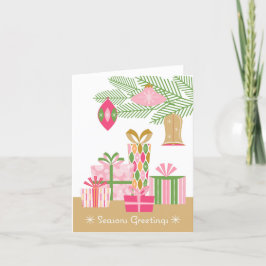 Onder de boom Retro Christmas Kaart -Roze