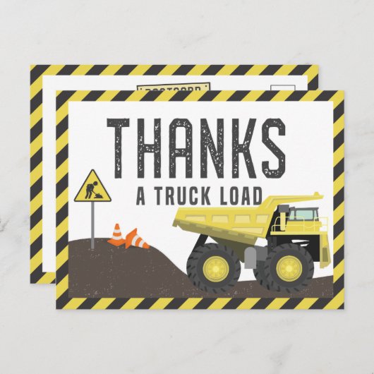 Onder de bouwvuilwagen Birthday Dank u Briefkaart (Voorkant / Achterkant)