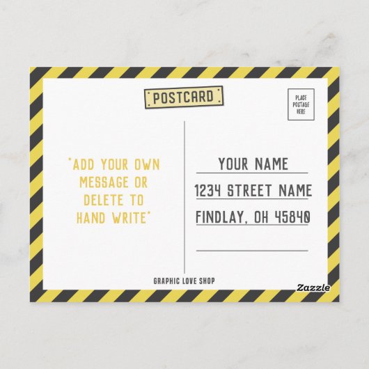 Onder de bouwvuilwagen Birthday Dank u Briefkaart (Achterkant)