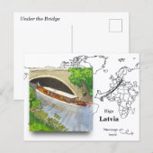 Onder de brug: Riga Stadsgracht Briefkaart (Voorkant / Achterkant)