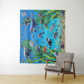 Onder de Bubbly Zee Party achtergrond wandtapijt Wandkleed (In situ)