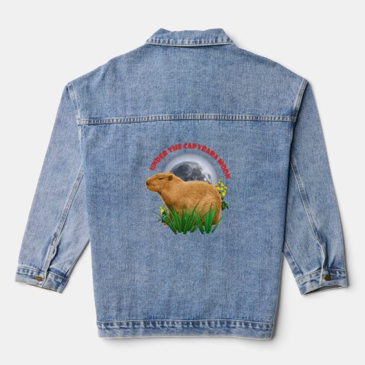 Onder de Capybara-maan Cute Dier Denim Jacket (Achterkant)