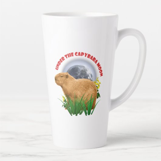 Onder de Capybara-maan Cute Dier Latte Mok (Rechts)