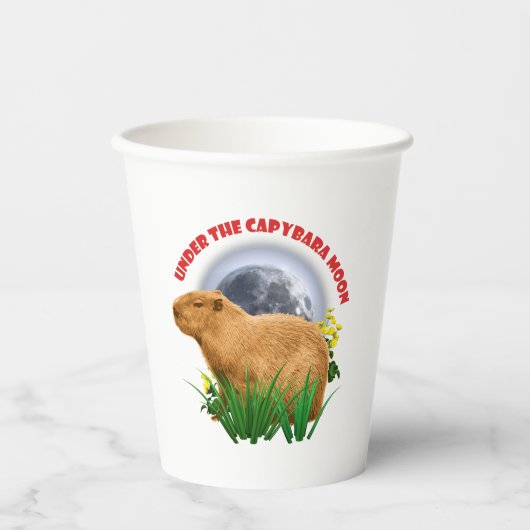 Onder de Capybara-maan Cute Dier Papieren Bekers (Voorkant)