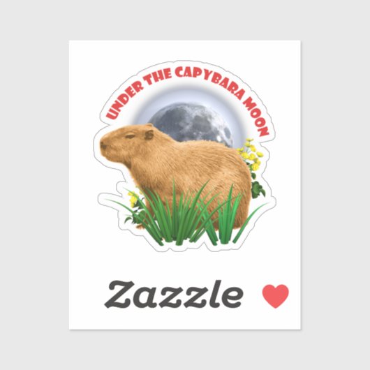 Onder de Capybara-maan Cute Dier Sticker (Vel)
