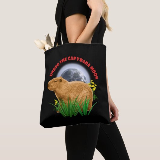 Onder de Capybara-maan Cute Dier Tote Bag (Dichtbij)