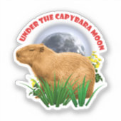 Onder de Capybara Maan Funny Capybara Sticker (Voorkant)