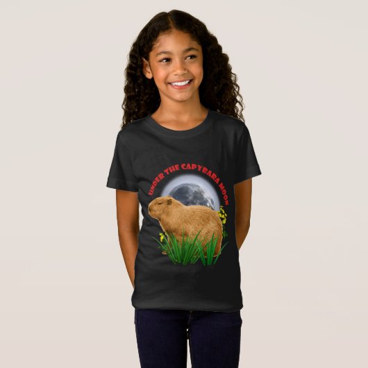 Onder de Capybara Maan Funny Capybara T-shirt (Voorkant volledig)
