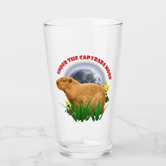 Onder de Capybara-maan Grappige Capybara Glas (Voorkant)