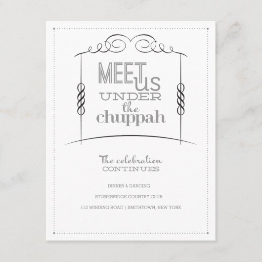 Onder de Chuppah Jewish Wedding Reception Kaart (Voorkant)