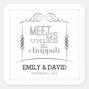 Onder de Chuppah Joodse Huwelijksstickers Vierkante Sticker