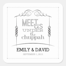 Onder de Chuppah Joodse Trouwstickers Vierkante Sticker