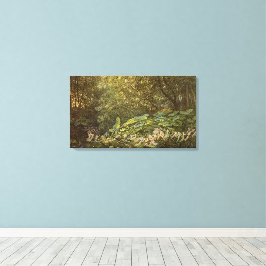 Onder de Dock Leaves van Richard Doyle, Fairy Art Canvas Afdruk (Insitu (Houten vloer))