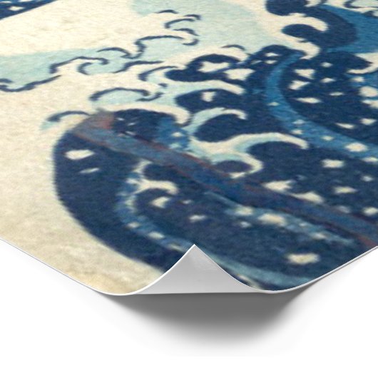 Onder de Golf van Kanagawa Poster (Hoek)