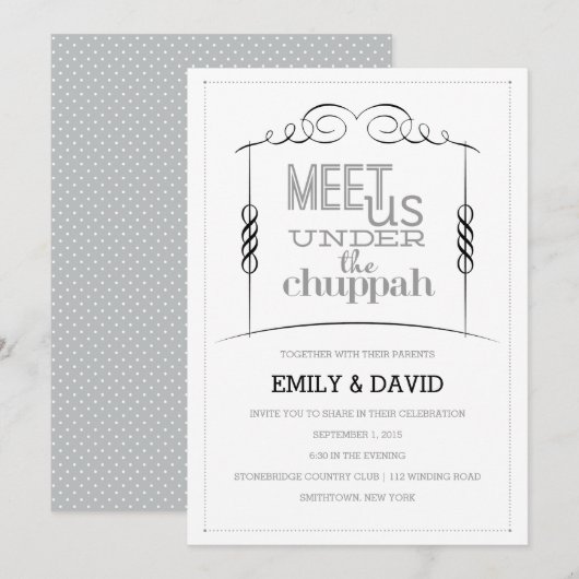 Onder de Joodse uitnodiging voor het Joodse huweli (Voorkant / Achterkant)