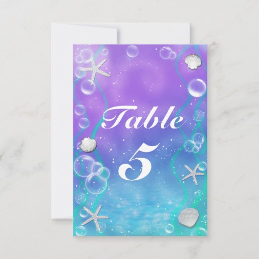 ONDER DE Kaart ZEE Enchanted Party Table Number (Voorkant)