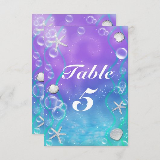 ONDER DE Kaart ZEE Enchanted Party Table Number (Voorkant / Achterkant)