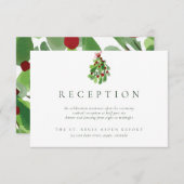 Onder de kerst Mistletoe bruiloft receptie Informatiekaartje (Voorkant / Achterkant)