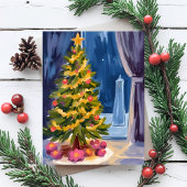 Onder de kerstboom feestdagenkaart