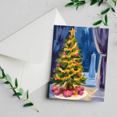 Onder de kerstboom feestdagenkaart