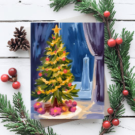 Onder de kerstboom feestdagenkaart