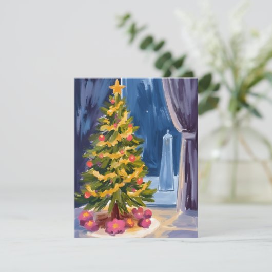 Onder de kerstboom feestdagenkaart (Staand voorkant)