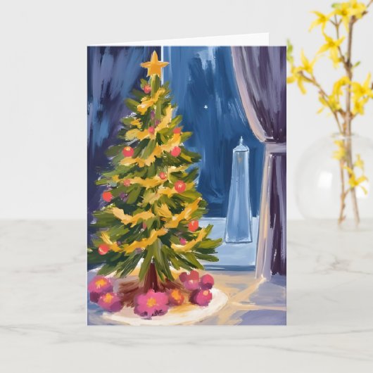 Onder de Kerstboom Kaart (Gele Bloem)