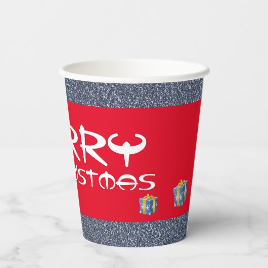 Onder de kerstboom papieren bekers (Achterkant)