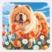 ONDER DE KLAPROZEN Chow Chow Vierkante Sticker (Voorkant)