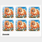 ONDER DE KLAPROZEN Chow Chow Vierkante Sticker (Vel)