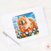 ONDER DE KLAPROZEN Chow Chow Vierkante Sticker (Envelop)