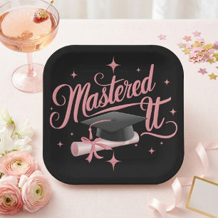 Onder de knie gekregen Roze Script Master's Afstud Papieren Bordje